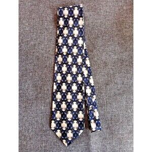 Tie 70s 80s 90s Y2K Mens Di Moggio Silk Beige Navy 4 Wide 66 Long